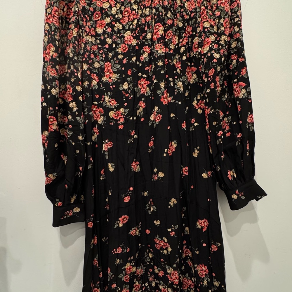 Michael Kors Black Floral Long Sleeve Dress